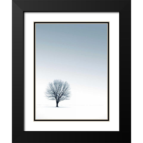 Tree in Winterscape Black Modern Wood Framed Art Print with Double Matting by PhotoINC Studio
