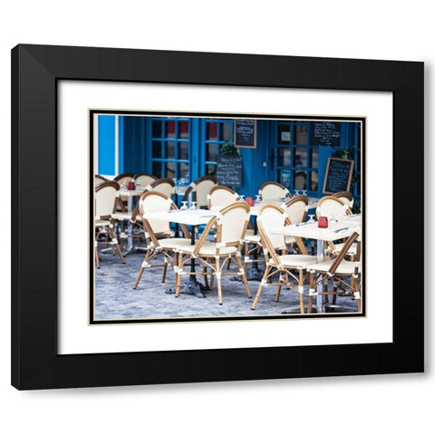 Blue Cafe Black Modern Wood Framed Art Print with Double Matting by Price, Melanie Alexandra