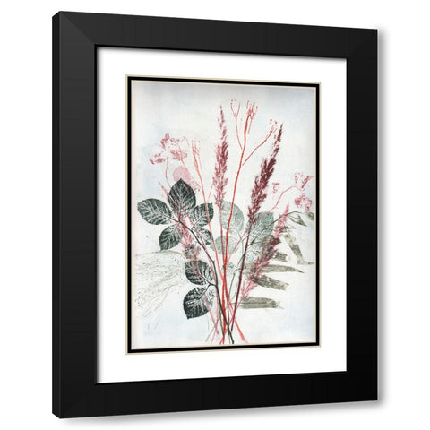 Bouquet 2 Red Green Black Modern Wood Framed Art Print with Double Matting by Folcarelli, Pernille