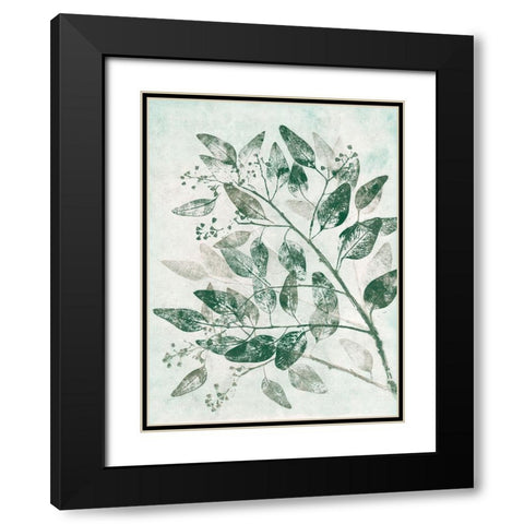 Eucalyptus 1 Green Black Modern Wood Framed Art Print with Double Matting by Folcarelli, Pernille