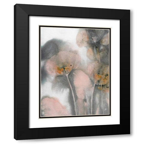 Poppy Salmon Grey Black Modern Wood Framed Art Print with Double Matting by Folcarelli, Pernille