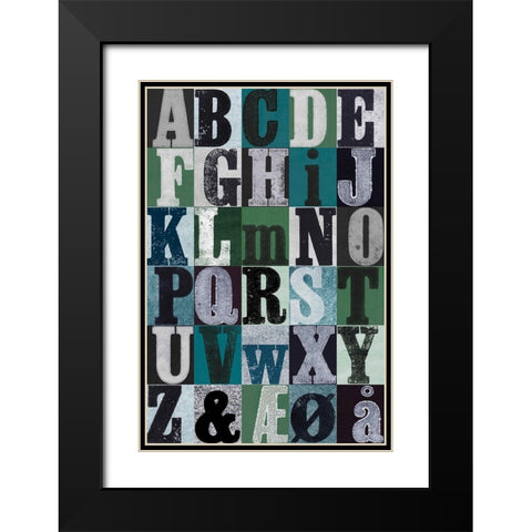 Alphabet Green Black Modern Wood Framed Art Print with Double Matting by Folcarelli, Pernille