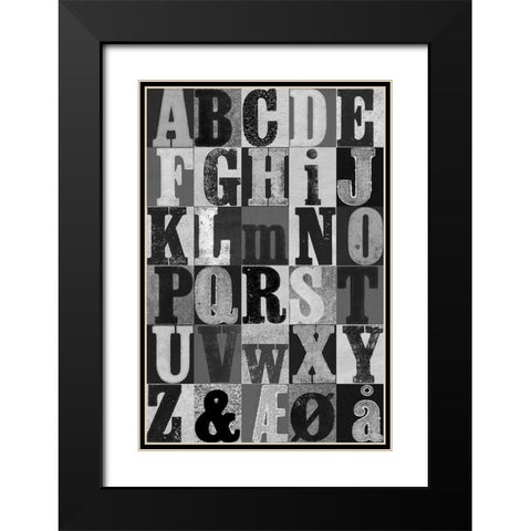 Alphabet Grey Black Modern Wood Framed Art Print with Double Matting by Folcarelli, Pernille