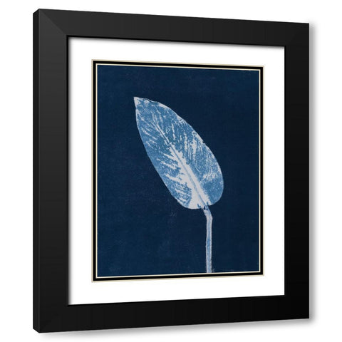 Calathea Blue Black Modern Wood Framed Art Print with Double Matting by Folcarelli, Pernille