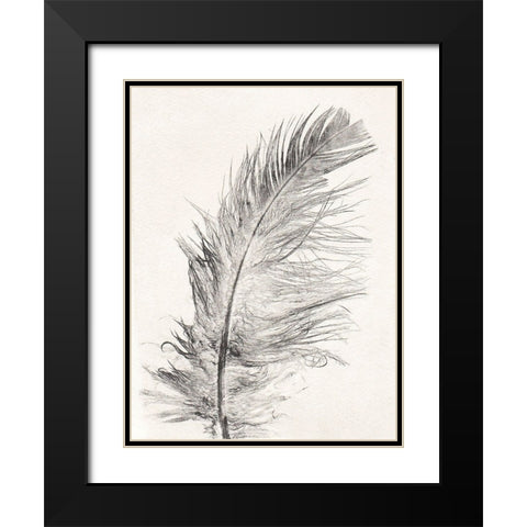 Feather 1 Light Black Modern Wood Framed Art Print with Double Matting by Folcarelli, Pernille