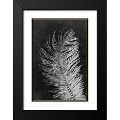Feather 3 Dark Black Modern Wood Framed Art Print with Double Matting by Folcarelli, Pernille