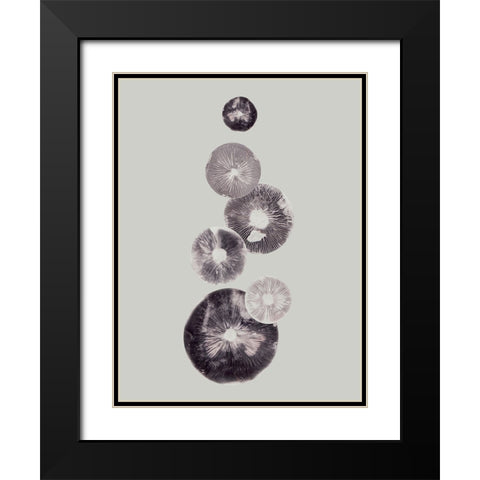 Mushroom Light Grey Black Modern Wood Framed Art Print with Double Matting by Folcarelli, Pernille