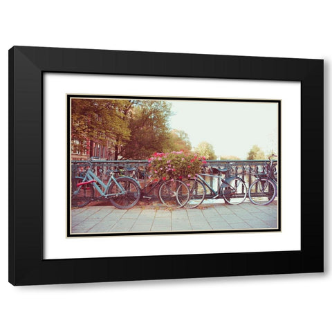 Amsterdam Bikes No. 1 Black Modern Wood Framed Art Print with Double Matting by Quintero, Sonja