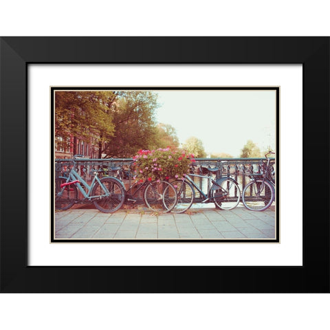 Amsterdam Bikes No. 1 Black Modern Wood Framed Art Print with Double Matting by Quintero, Sonja