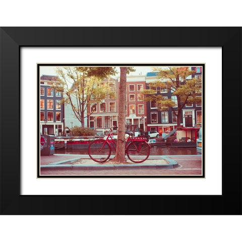 Amsterdam Bikes No. 2 Black Modern Wood Framed Art Print with Double Matting by Quintero, Sonja