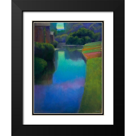 Dusk at Contevoir  Black Modern Wood Framed Art Print with Double Matting by Roberts, Ian