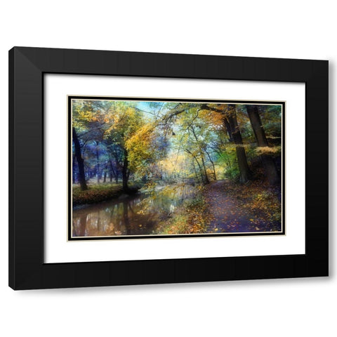 Autumn Walk Black Modern Wood Framed Art Print with Double Matting by Rivera, John