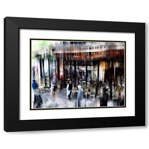 Busy Sidewalk Black Modern Wood Framed Art Print with Double Matting by Rivera, John