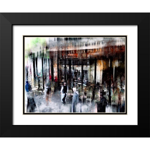 Busy Sidewalk Black Modern Wood Framed Art Print with Double Matting by Rivera, John
