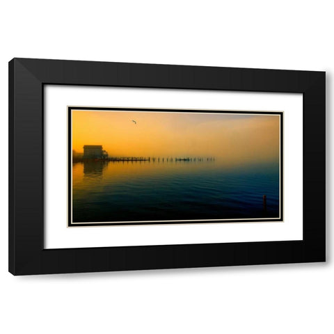 Morning Comes on The Bay Black Modern Wood Framed Art Print with Double Matting by Rivera, John