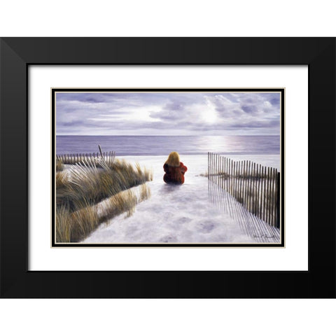 Girl on the Beach Black Modern Wood Framed Art Print with Double Matting by Romanello, Diane
