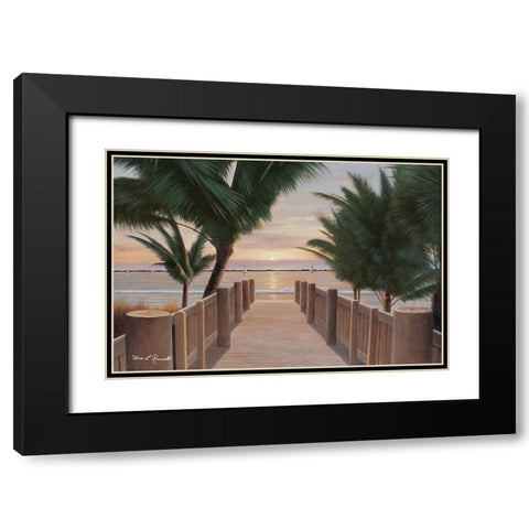 Palm Promenade Black Modern Wood Framed Art Print with Double Matting by Romanello, Diane