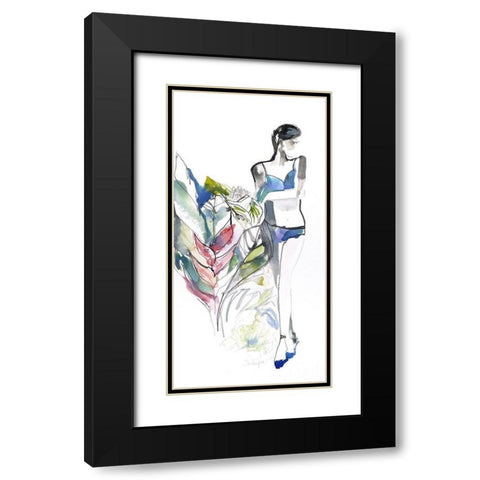Lingerie Lady Black Modern Wood Framed Art Print with Double Matting by Rideout, Schuyler
