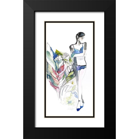 Lingerie Lady Black Modern Wood Framed Art Print with Double Matting by Rideout, Schuyler