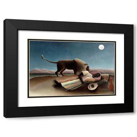 The Sleeping Gypsy, 1897 Black Modern Wood Framed Art Print with Double Matting by Rousseau, Henri