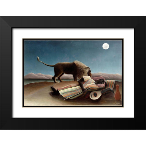The Sleeping Gypsy, 1897 Black Modern Wood Framed Art Print with Double Matting by Rousseau, Henri
