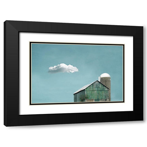 Green Barn and Cloud Black Modern Wood Framed Art Print with Double Matting by Ryan, Brooke T.