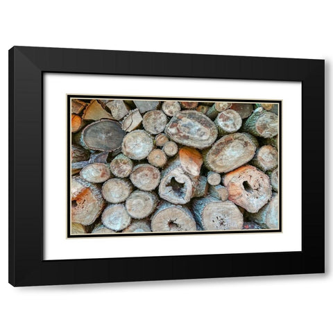 Woodpile Black Modern Wood Framed Art Print with Double Matting by Ryan, Brooke T.