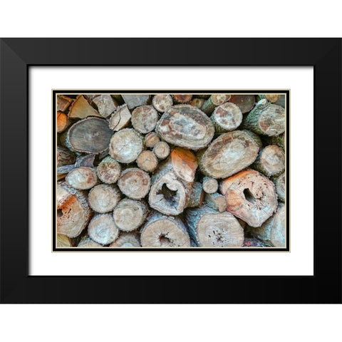 Woodpile Black Modern Wood Framed Art Print with Double Matting by Ryan, Brooke T.