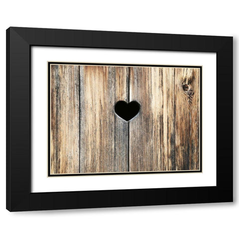 Heart in Wood Black Modern Wood Framed Art Print with Double Matting by Ryan, Brooke T.