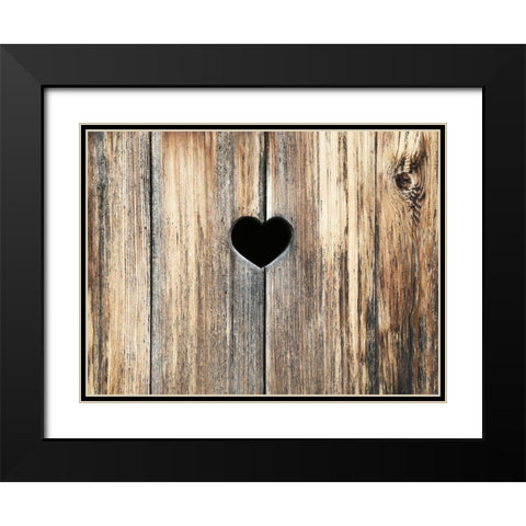 Heart in Wood Black Modern Wood Framed Art Print with Double Matting by Ryan, Brooke T.