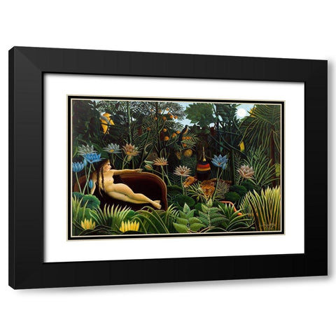 The Dream Black Modern Wood Framed Art Print with Double Matting by Rousseau, Henri