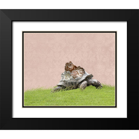 Tortoise on Pink Black Modern Wood Framed Art Print with Double Matting by Ryan, Brooke T.