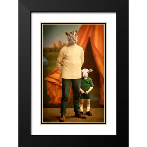 Summer Camp Black Modern Wood Framed Art Print with Double Matting by Roch, Martine