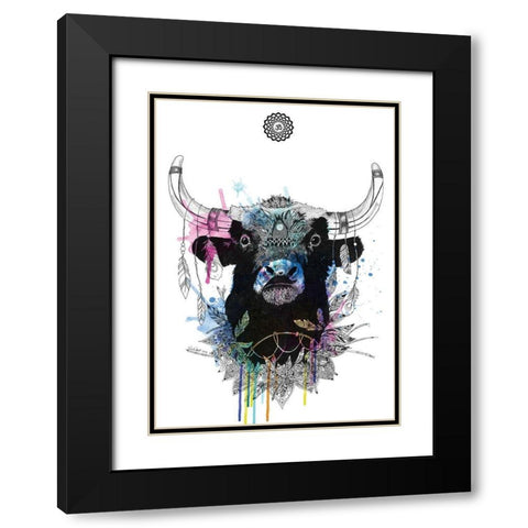 Bull Black Modern Wood Framed Art Print with Double Matting by Roberts, Karin