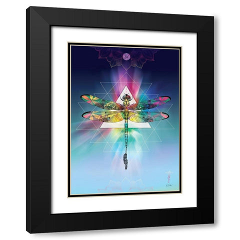 Cosmic Dragonfly Black Modern Wood Framed Art Print with Double Matting by Roberts, Karin