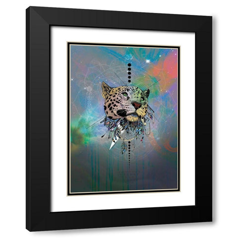 Cosmic Leopard Black Modern Wood Framed Art Print with Double Matting by Roberts, Karin