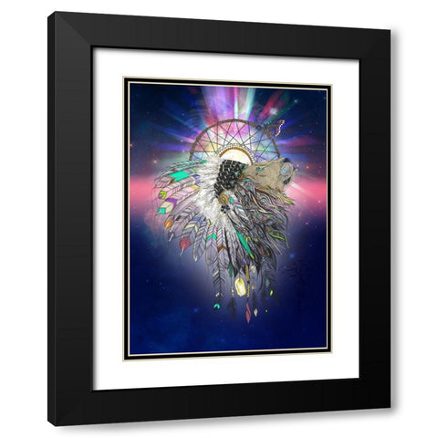 Cosmic Lion Butterfly Black Modern Wood Framed Art Print with Double Matting by Roberts, Karin
