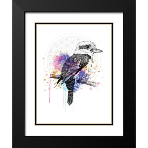 Kookaburra Black Modern Wood Framed Art Print with Double Matting by Roberts, Karin