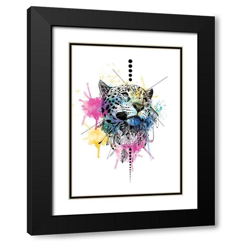 Leopard Black Modern Wood Framed Art Print with Double Matting by Roberts, Karin