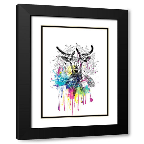 Deer Black Modern Wood Framed Art Print with Double Matting by Roberts, Karin