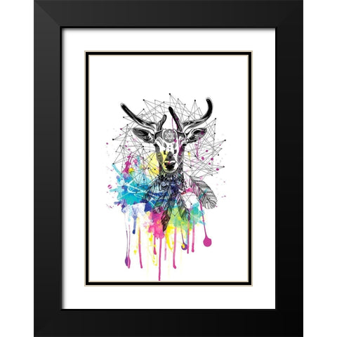 Deer Black Modern Wood Framed Art Print with Double Matting by Roberts, Karin