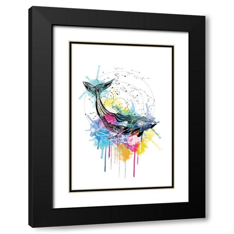 Whale Black Modern Wood Framed Art Print with Double Matting by Roberts, Karin