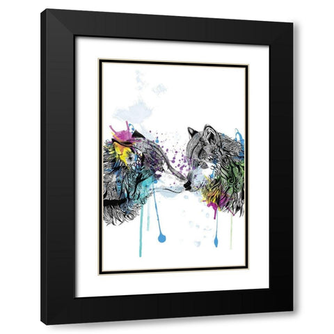 Wolves Black Modern Wood Framed Art Print with Double Matting by Roberts, Karin
