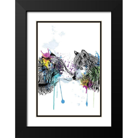 Wolves Black Modern Wood Framed Art Print with Double Matting by Roberts, Karin