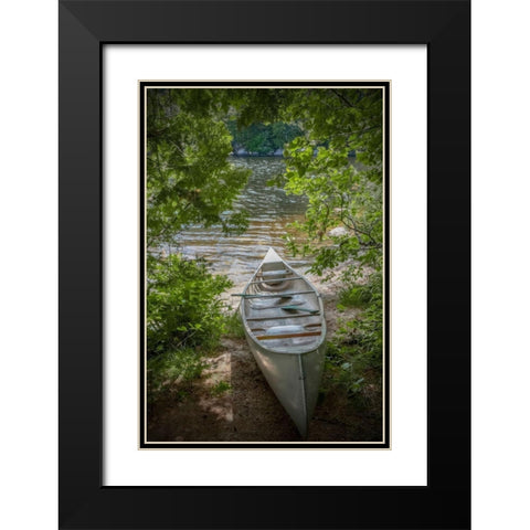 Canoe Black Modern Wood Framed Art Print with Double Matting by Ryan, Brooke T.