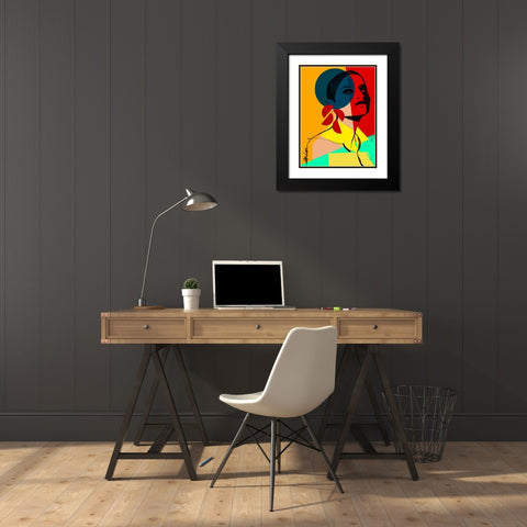 Face Off No. 1 Black Modern Wood Framed Art Print with Double Matting by Robinson, Erin K.