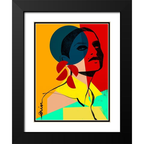 Face Off No. 1 Black Modern Wood Framed Art Print with Double Matting by Robinson, Erin K.