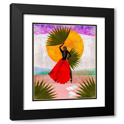 Martine Black Modern Wood Framed Art Print with Double Matting by Robinson, Erin K.