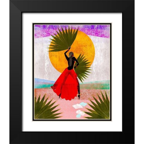 Martine Black Modern Wood Framed Art Print with Double Matting by Robinson, Erin K.