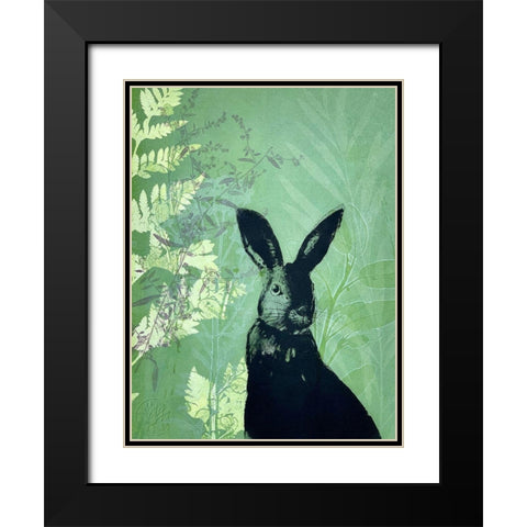 Cheeky Rabbit Black Modern Wood Framed Art Print with Double Matting by Rice, Trudy